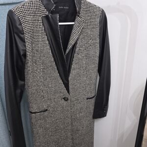 Zara Houndstooth Blazer with Black Accents